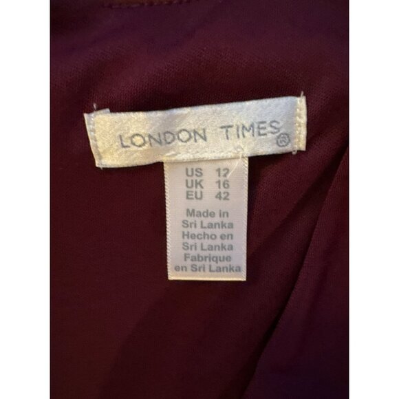 NWT London Times Wine Color Sleeveless Wrap Jumpsuit Size 12 - Picture 3 of 9
